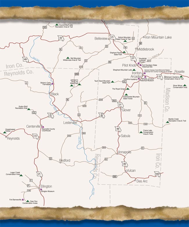 Arcadia Valley Mountain Music Festival Attractions Map